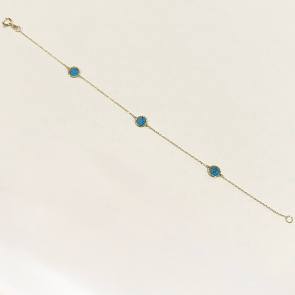 NEW Solid 10K Gold Turquoise Design Bracelet - Picture 2 of 3